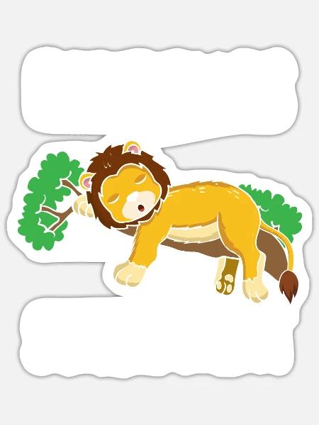 Offizielles Schlafshirt Löwe - Sticker Größe S (10 x 10 cm) - Mattweiß