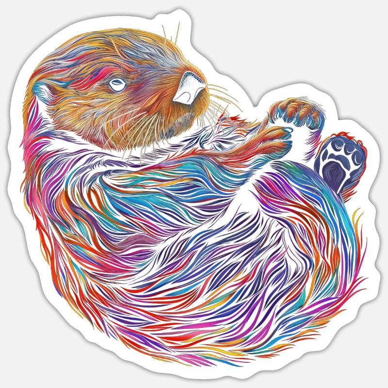 Otter Funny Gift - Sticker size S (10 x 10 cm) - white matte