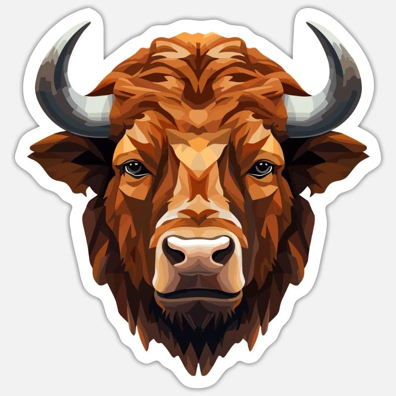 Bison Tierkunst Wildnis für einen Bison-Fan oder Sticker Größe S (10 x 10 cm)