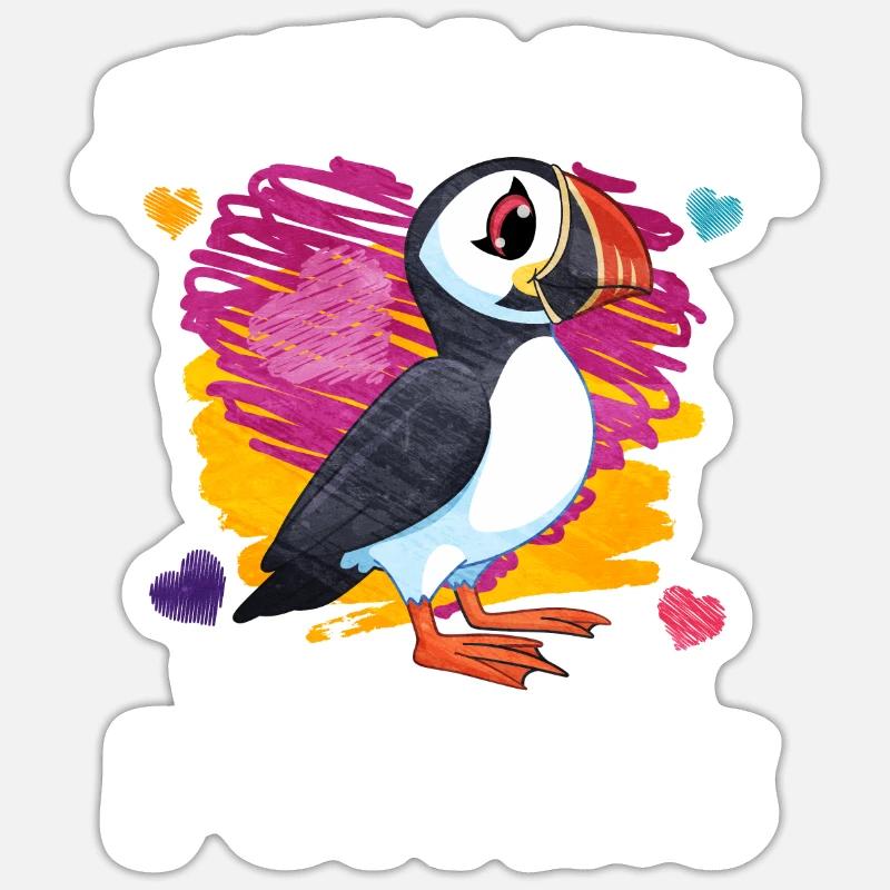 Puffin Bird Gift - Sticker size S (10 x 10 cm) - white matte