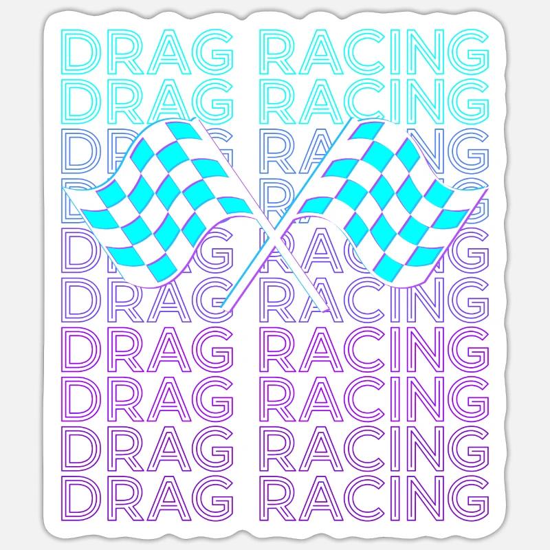 Drag Racing Drag Race Rennfahrer Retro - Sticker Größe S (10 x 10 cm) - Mattweiß