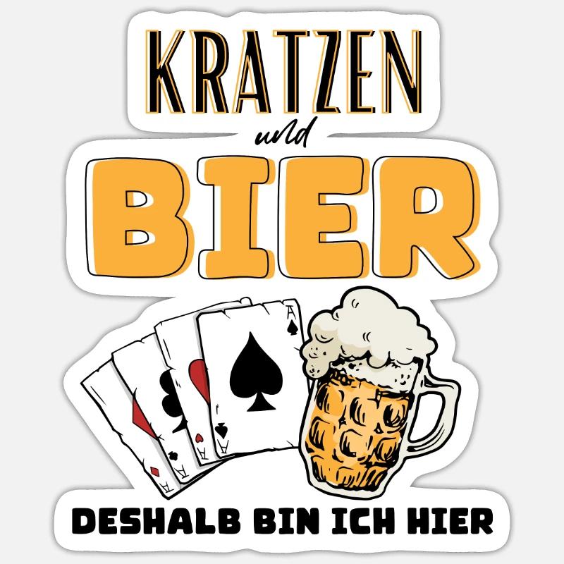 Kratzen und Bier - Sticker Größe S (10 x 10 cm) - Mattweiß