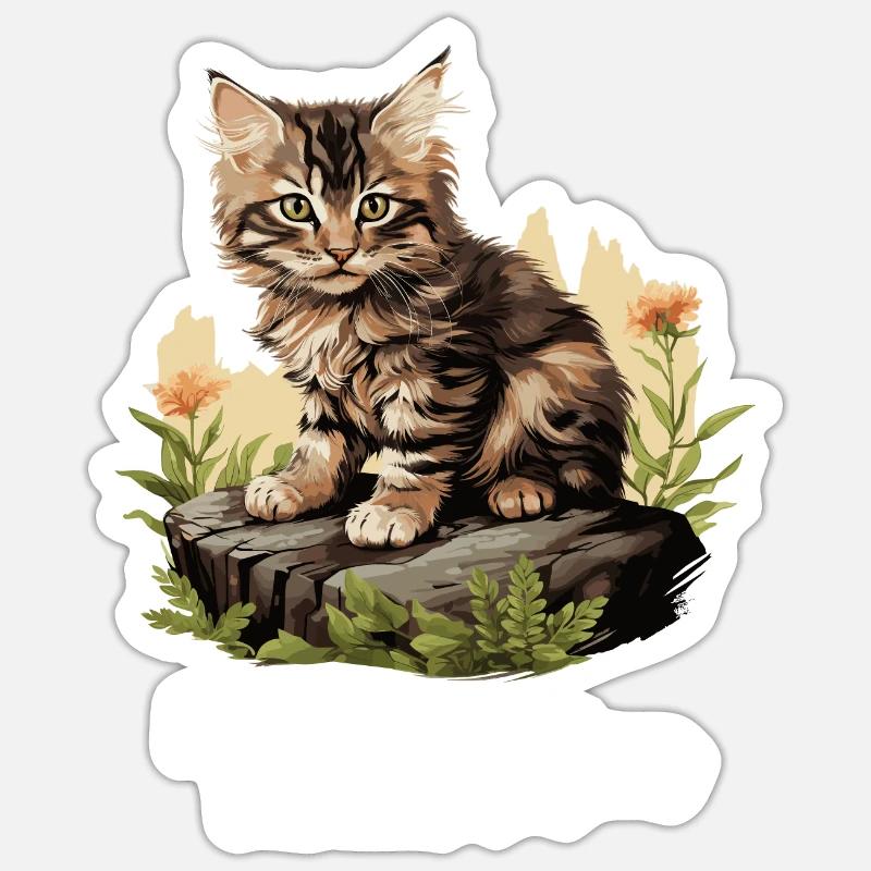 Cat Katzen American Bobtail - Sticker Größe S (10 x 10 cm) - Mattweiß
