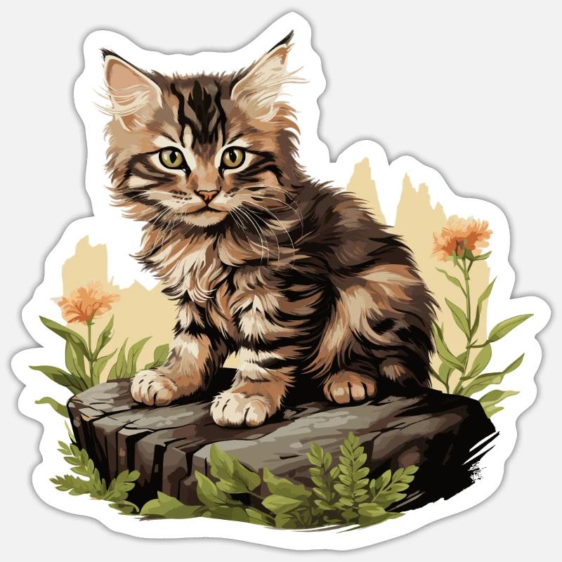 Cat Cats American Bobtail - Sticker size S (10 x 10 cm) - white matte
