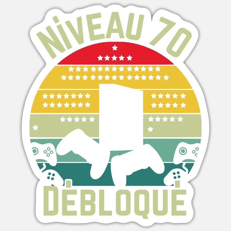 Niveau 70 Débloqué - Sticker taille S (10 x 10 cm) - blanc mat