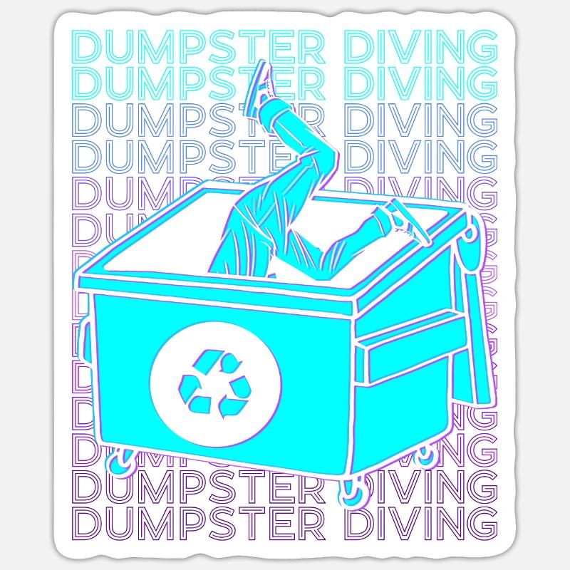 Benne à ordures Plongée Garbage Diver Trash Picker Rétro Sticker taille S (10 x 10 cm)