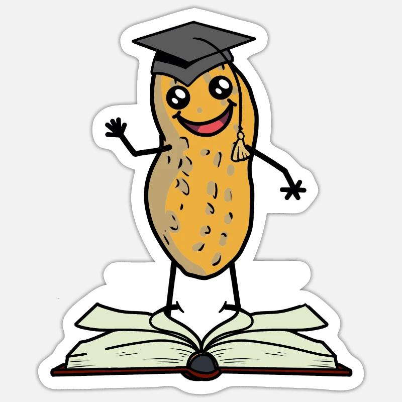 Peanut scholar student learn book teacher nut Sticker size S (10 x 10 cm)