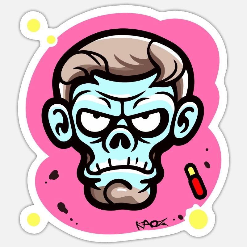 pointlessly crazy, funny cartoon monkey Sticker size S (10 x 10 cm)