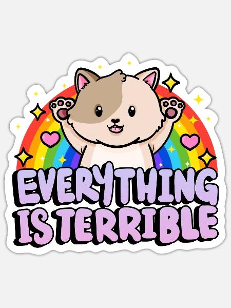 Alles Ist Schrecklich Sarkasmus Regenbogen - Sticker Größe S (10 x 10 cm) - Mattweiß
