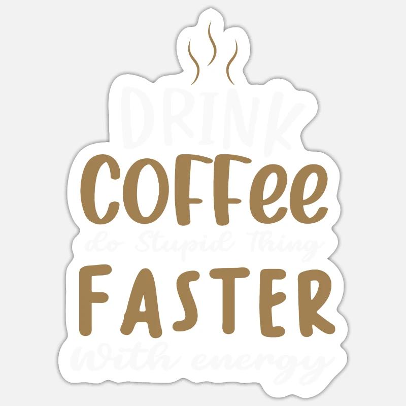 Café - Sticker taille S (10 x 10 cm) - blanc mat