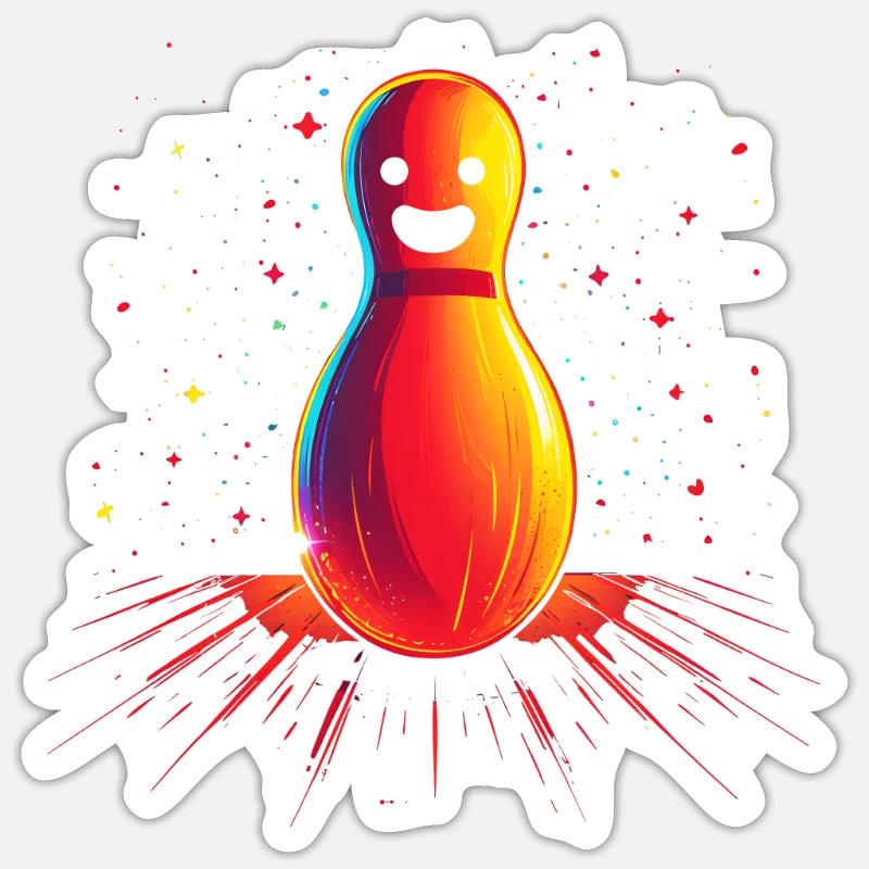 Dessin animé Bowling Retrowave - Sticker taille S (10 x 10 cm) - blanc mat