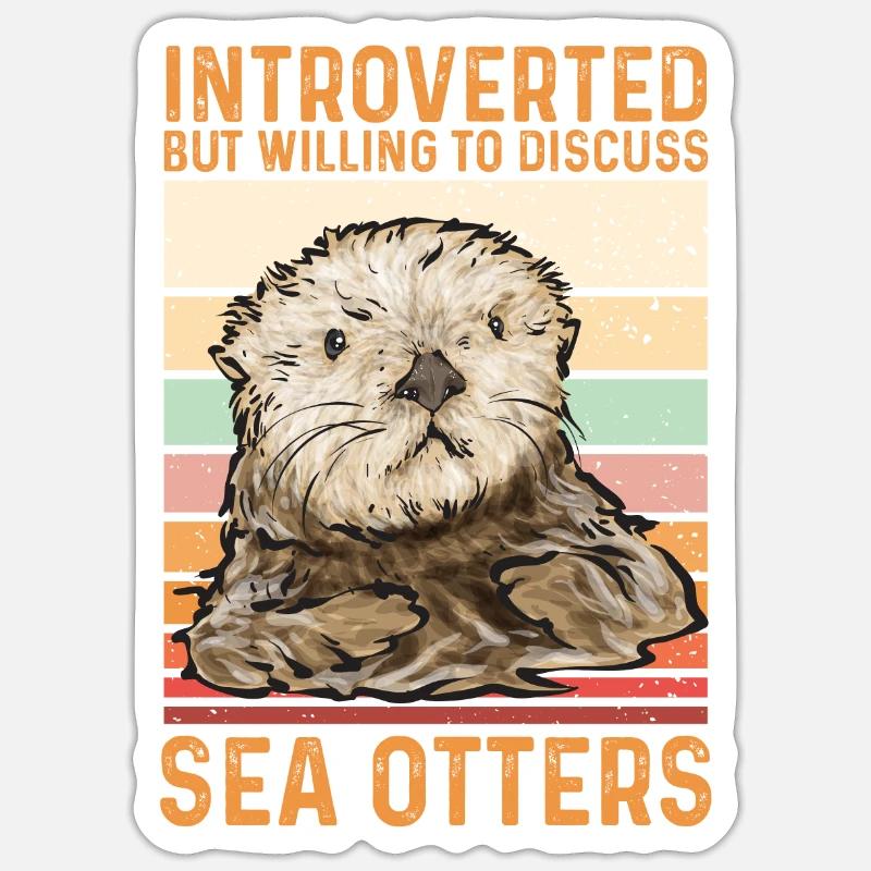 Loutre de mer - Sticker taille S (10 x 10 cm) - blanc mat