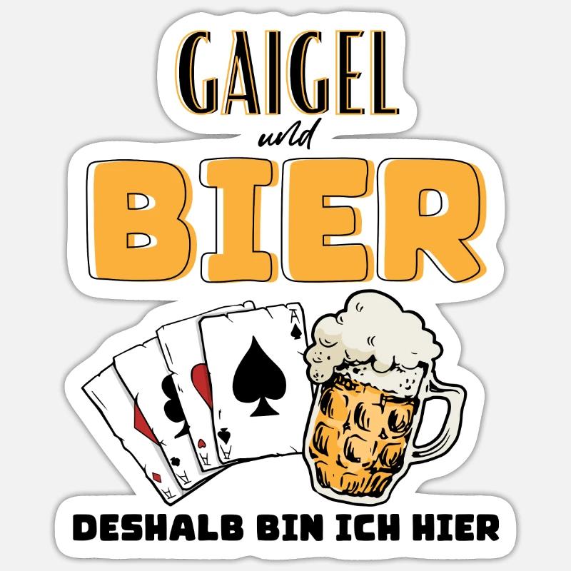 Gaigel und Bier - Sticker Größe S (10 x 10 cm) - Mattweiß