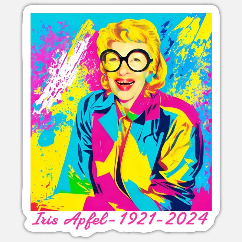 Illustration, bunt, Graffiti, iris Apfel Sticker Größe S (10 x 10 cm)