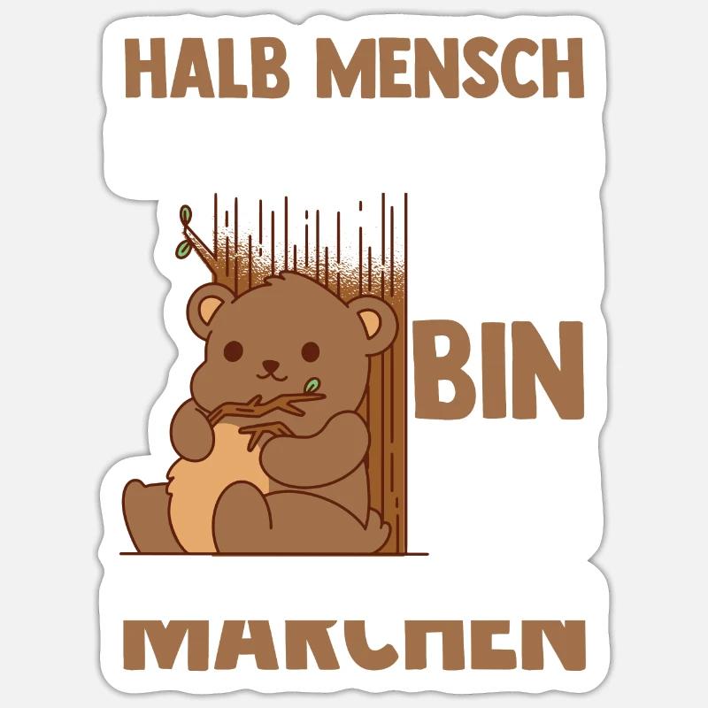 Half Human, Half Bear - Sticker size S (10 x 10 cm) - white matte