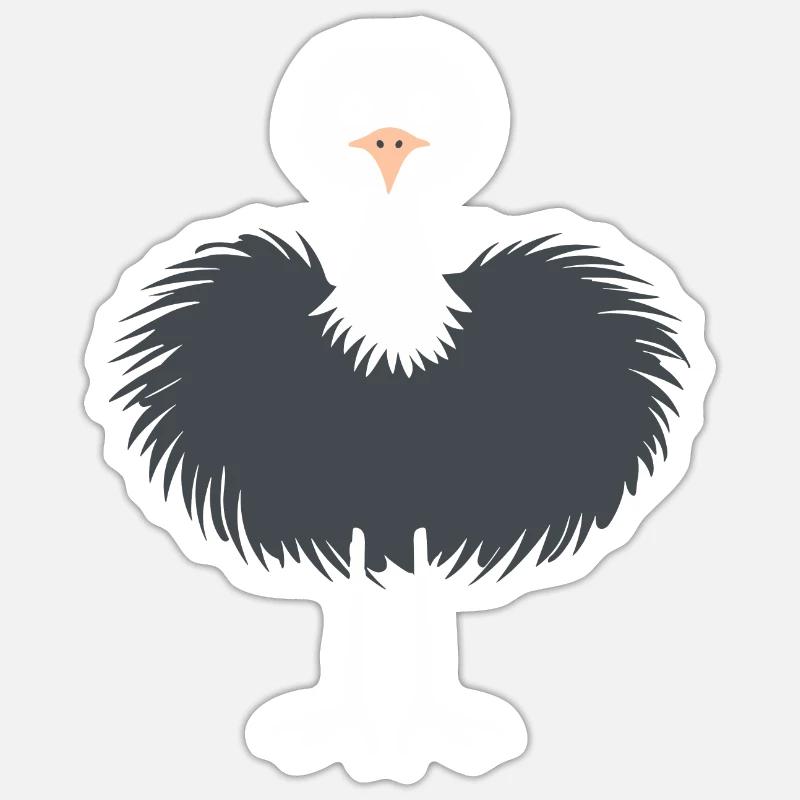 autruche - Sticker taille S (10 x 10 cm) - blanc mat