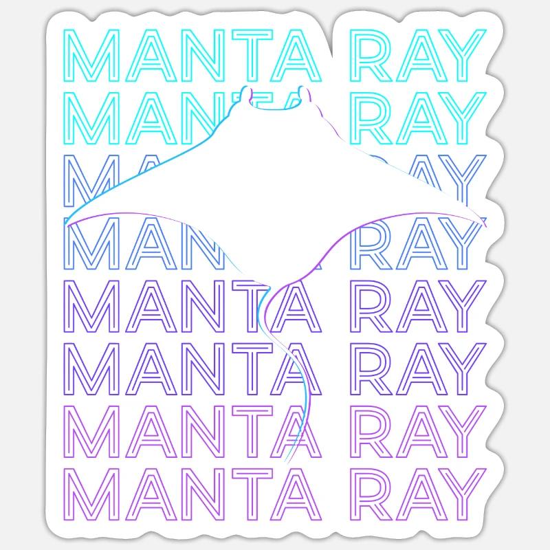 Manta Rochen Stachelrochen Retro - Sticker Größe S (10 x 10 cm) - Mattweiß