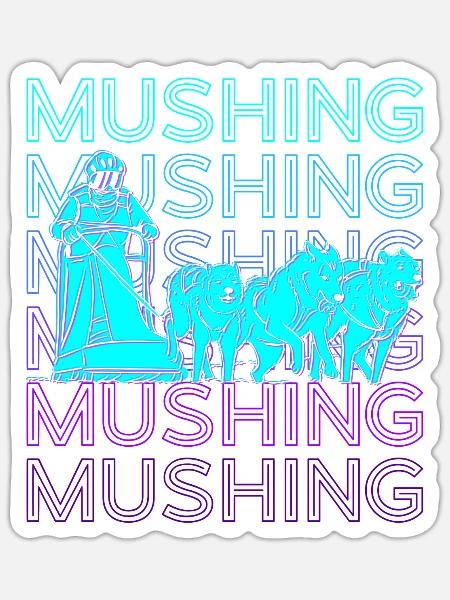 Mushing Schlittenhundeschlittenfahrt Retro - Sticker Größe S (10 x 10 cm) - Mattweiß