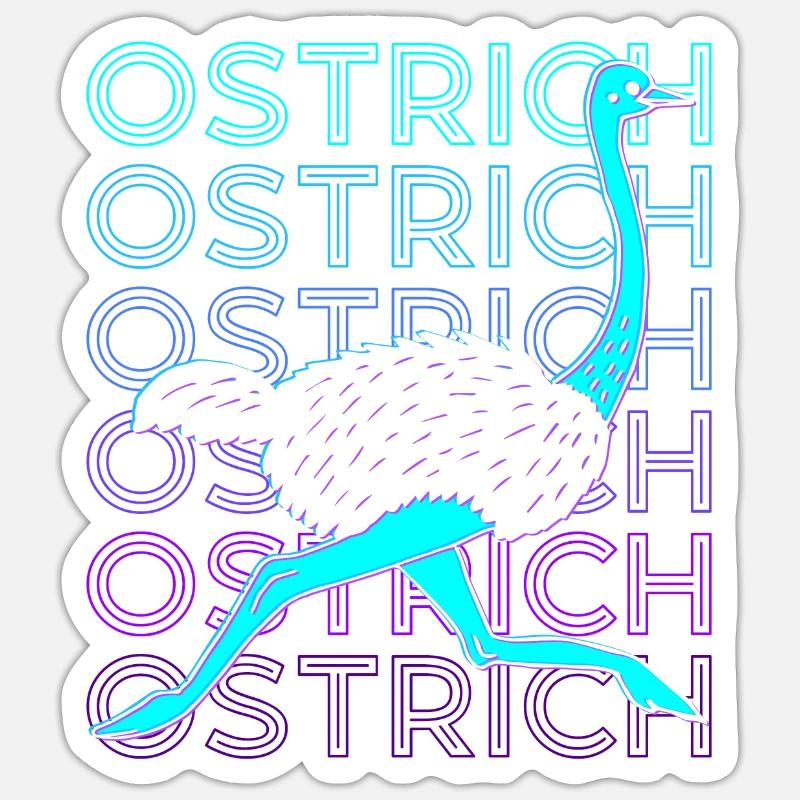 Strauß Tier Retro Sticker Größe S (10 x 10 cm)