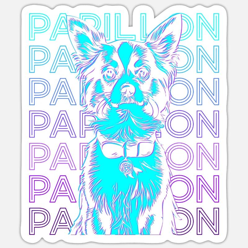 Papillon Dog Retro - Sticker size S (10 x 10 cm) - white matte