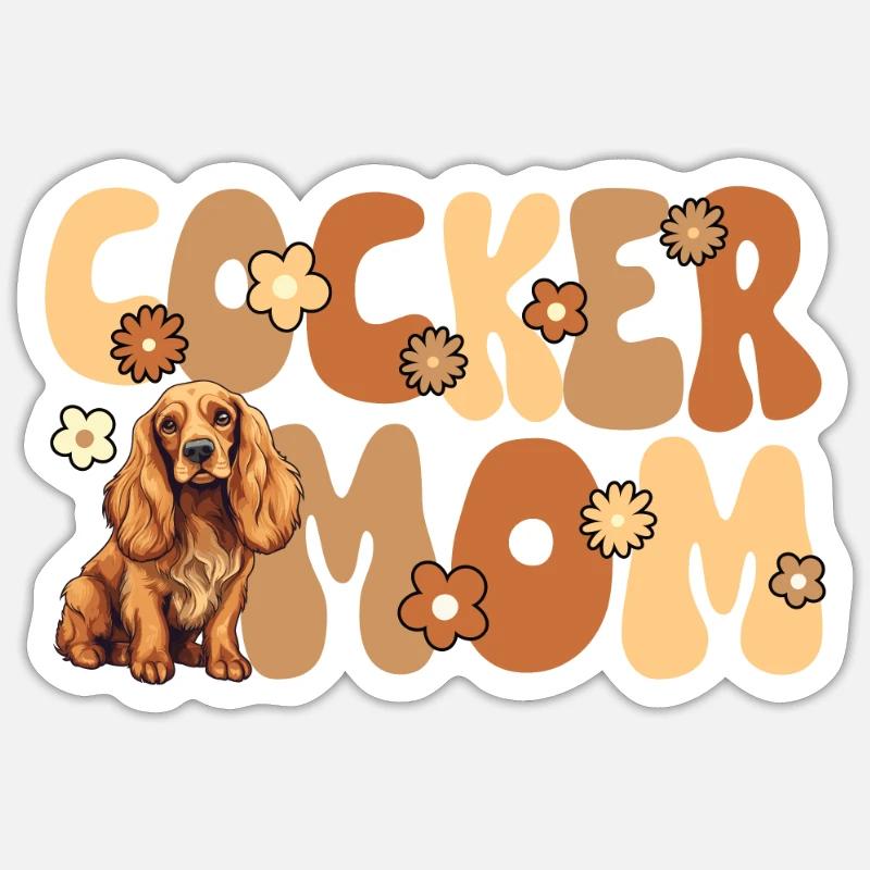 Cocker Épagneul Groovy Cocker Maman - Sticker taille S (10 x 10 cm) - blanc mat