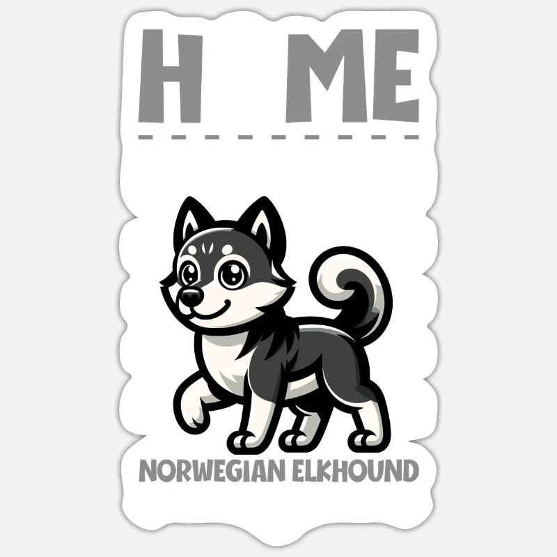 Home - Norwegian Elkhound - Sticker size S (10 x 10 cm) - white matte