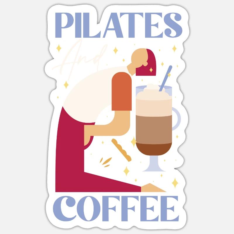 Instructeur de Pilates Professeur Café - Sticker taille S (10 x 10 cm) - blanc mat