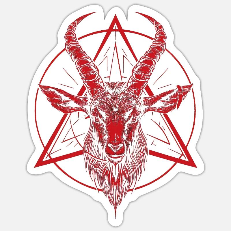 Ziege Baphomet - Sticker Größe S (10 x 10 cm) - Mattweiß