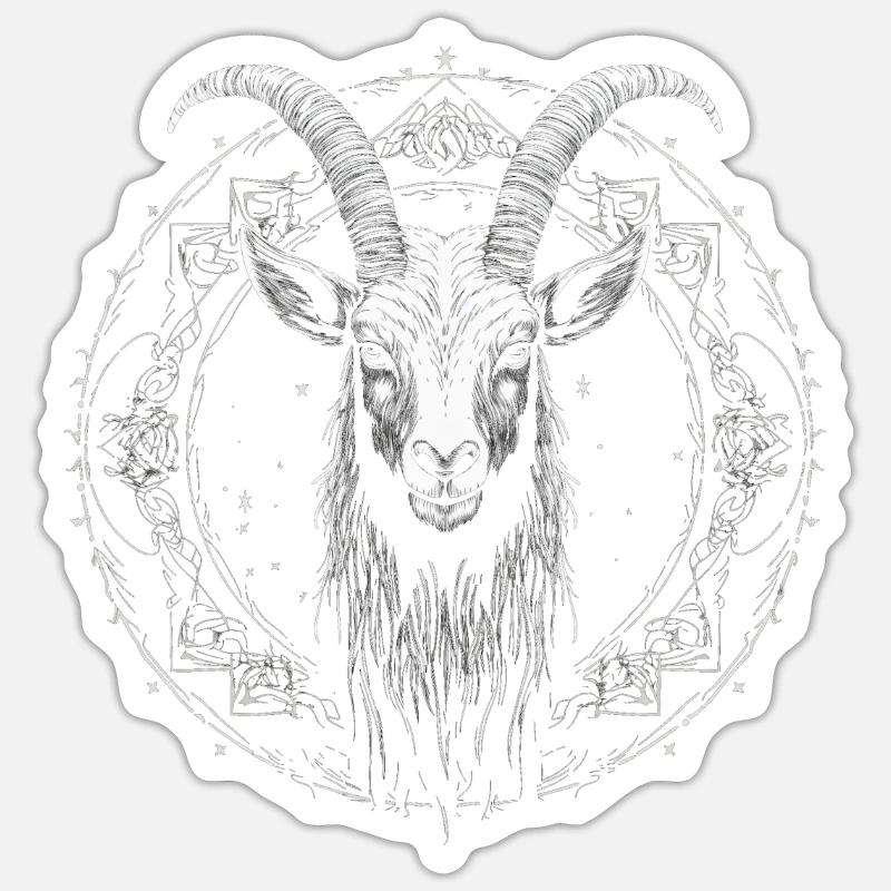 Ziege Baphomet - Sticker Größe S (10 x 10 cm) - Mattweiß