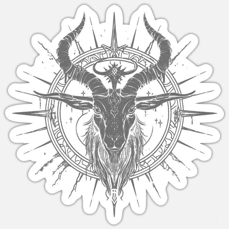 Ziege Baphomet - Sticker Größe S (10 x 10 cm) - Mattweiß