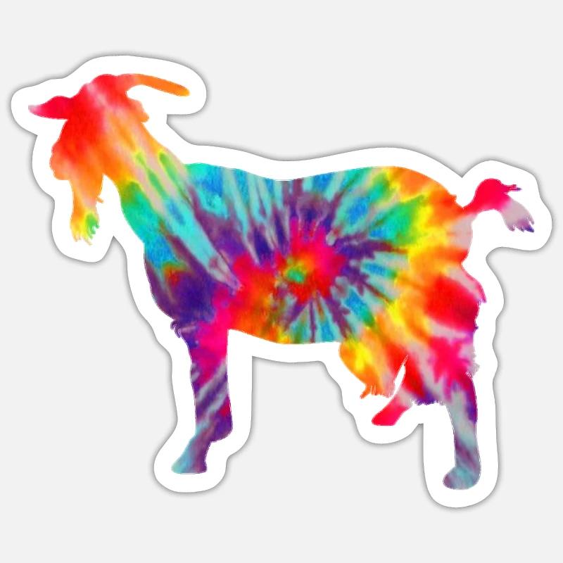 Chèvre Tie Dye cadeau - Sticker taille S (10 x 10 cm) - blanc mat