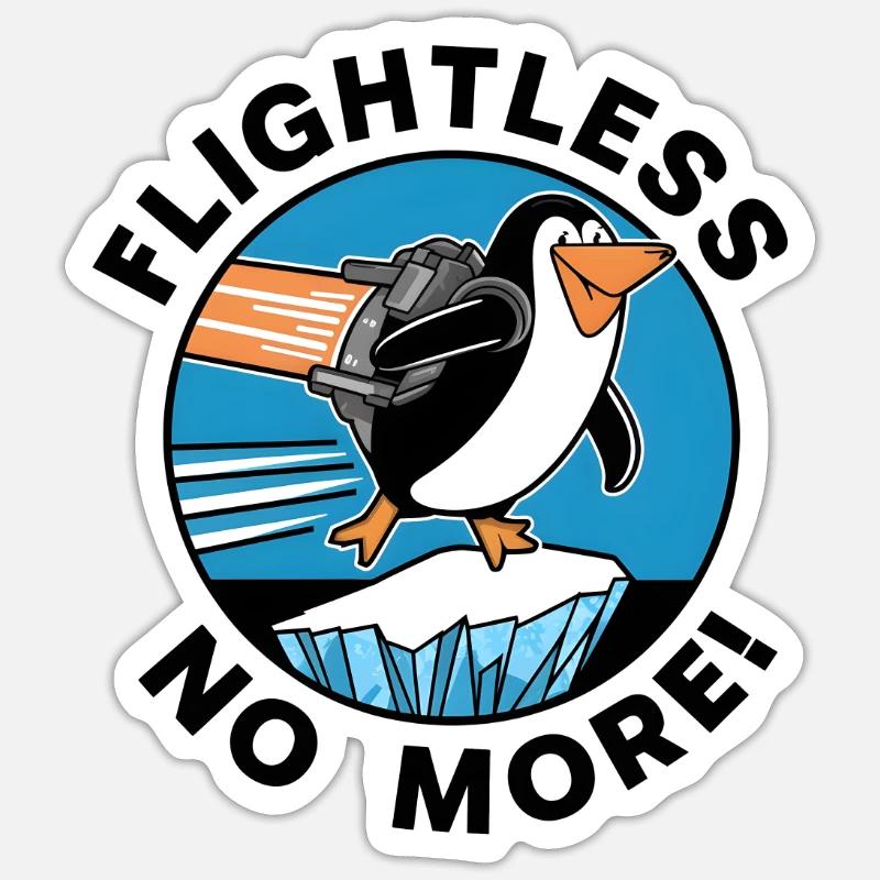 Penguin Jetpack Flight Design - Flightless no more Sticker size S (10 x 10 cm)