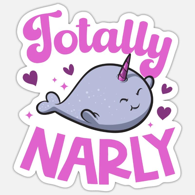 Narwal Einhornwal - Sticker Größe S (10 x 10 cm) - Mattweiß