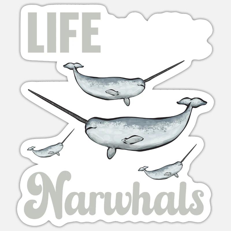 Narwal Einhornwal - Sticker Größe S (10 x 10 cm) - Mattweiß