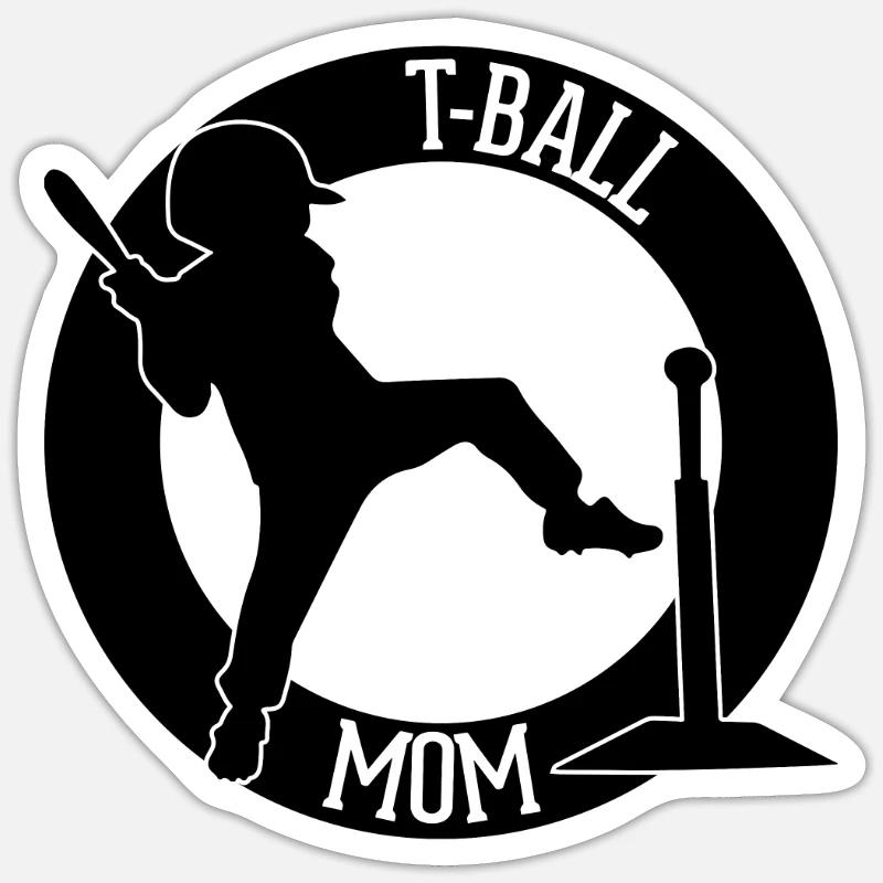 T-Ball Mom Teeball Mama - Sticker size S (10 x 10 cm) - white matte