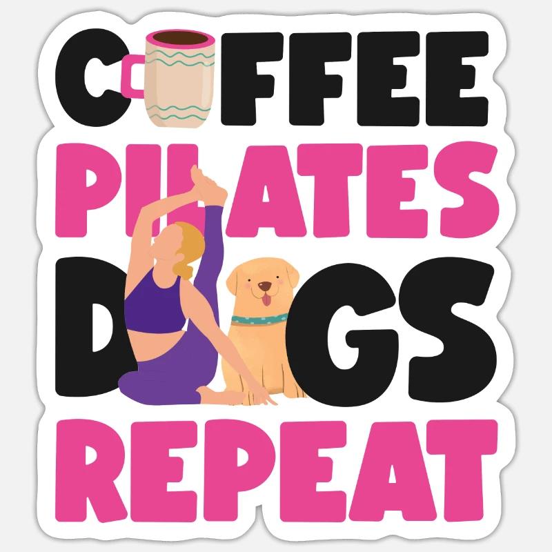 Instructeur de Pilates Professeur Café - Sticker taille S (10 x 10 cm) - blanc mat