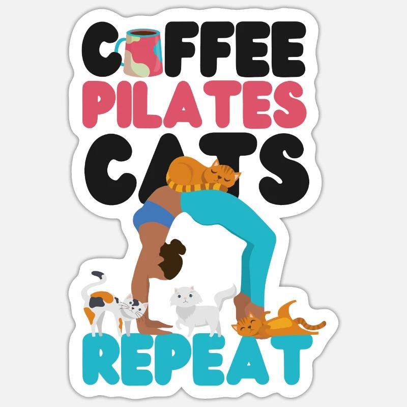 Pilates Instructor Teacher Coffee - Sticker Größe S (10 x 10 cm) - Mattweiß
