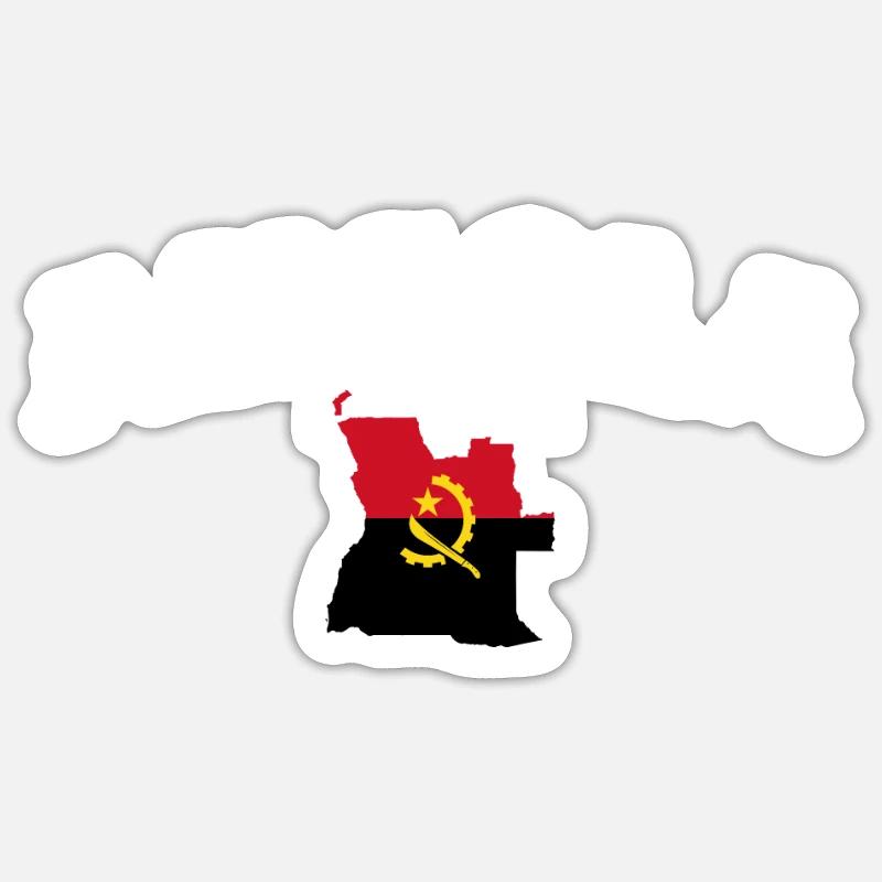 Carte de l’Angola Drapeau de l’Angola - Sticker taille S (10 x 10 cm) - blanc mat