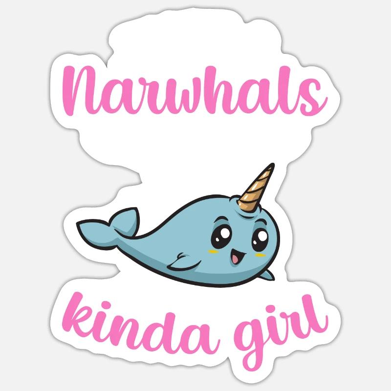 Narwal Einhornwal - Sticker Größe S (10 x 10 cm) - Mattweiß