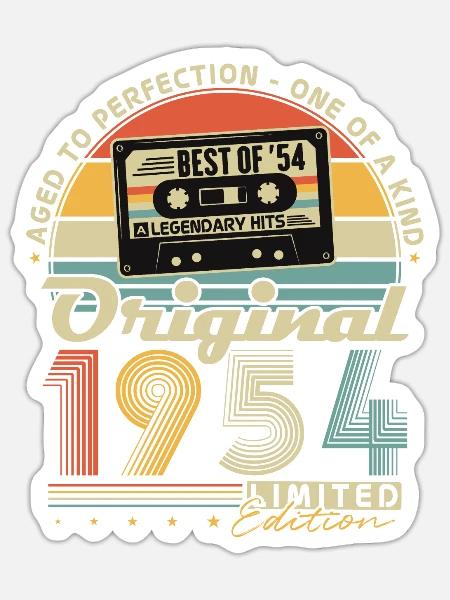 Original 1954 Vintage Jahrgang Geburtstag Geschenk - Sticker Größe S (10 x 10 cm) - Mattweiß