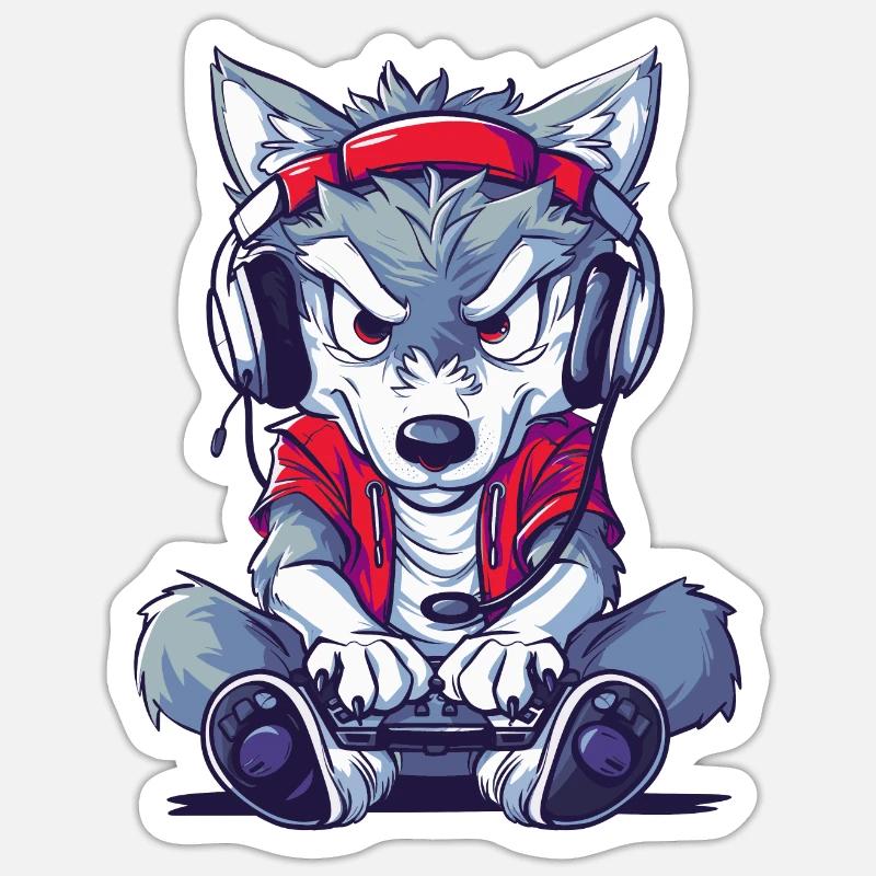 Wolf Video Game - Sticker size S (10 x 10 cm) - white matte