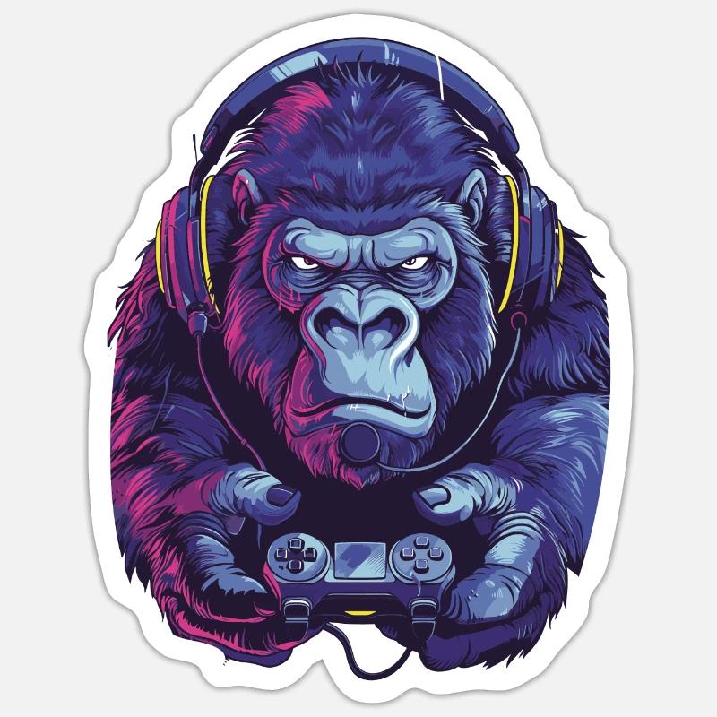 Gorilla Video Game - Sticker size S (10 x 10 cm) - white matte