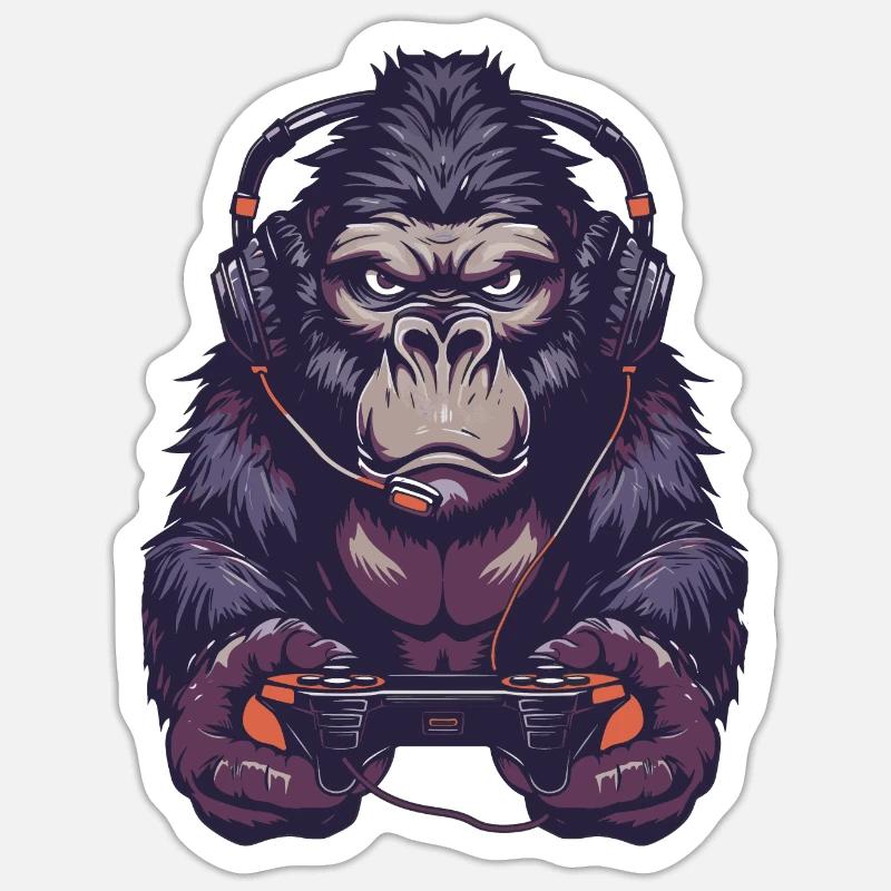 Jeu vidéo Gorilla - Sticker taille S (10 x 10 cm) - blanc mat