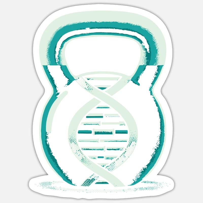 Kettlebell c’est dans mon ADN - Sticker taille S (10 x 10 cm) - blanc mat
