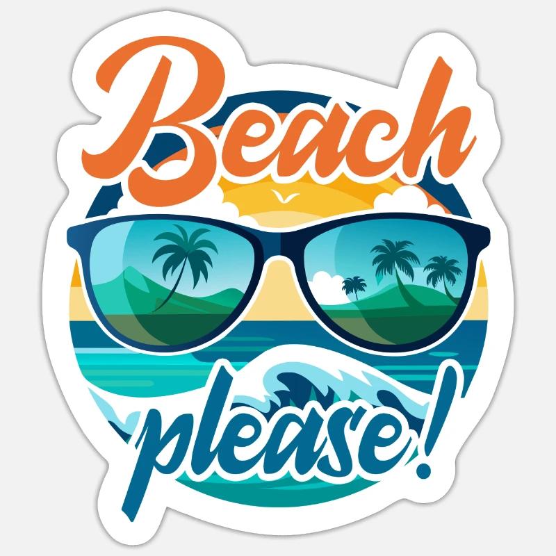 Beach please! Sticker Größe S (10 x 10 cm)