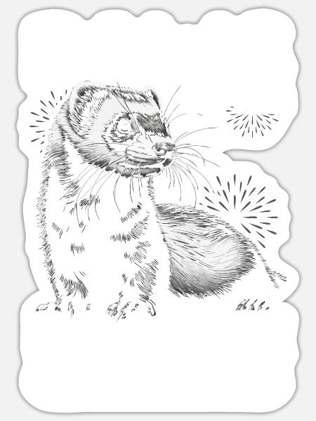 Gefährdete Spezies Schwarzfußfrettchen - Sticker Größe S (10 x 10 cm) - Mattweiß