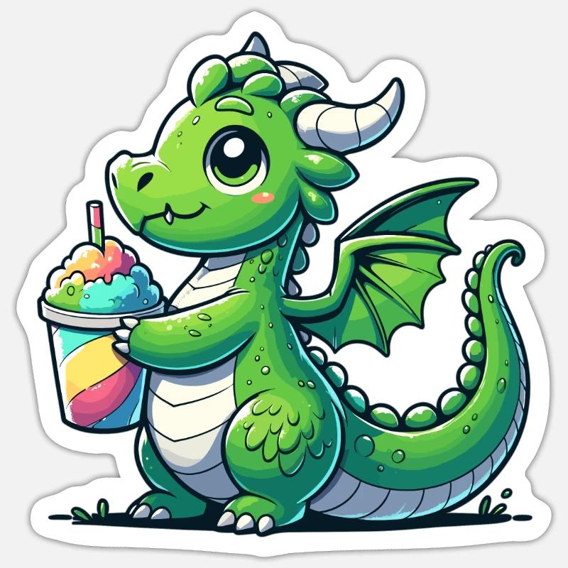 Drache mit Matsch-Eis Sticker Größe S (10 x 10 cm)