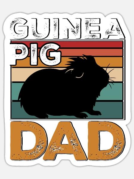 Guinea Pig Dad für Meerschweinchen Besitzer - Sticker Größe S (10 x 10 cm) - Mattweiß