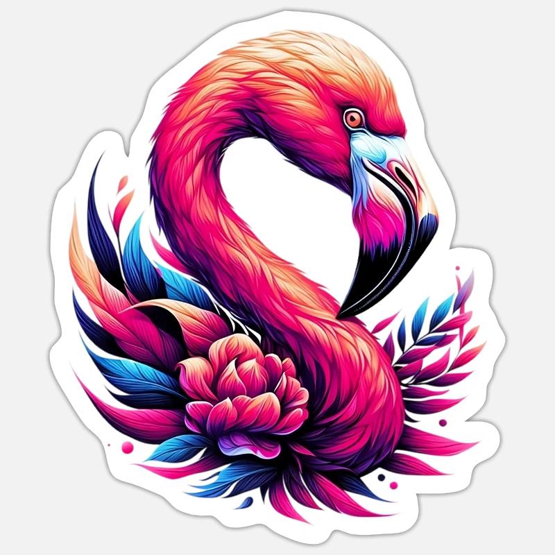 Flamingo - Sticker size S (10 x 10 cm) - white matte