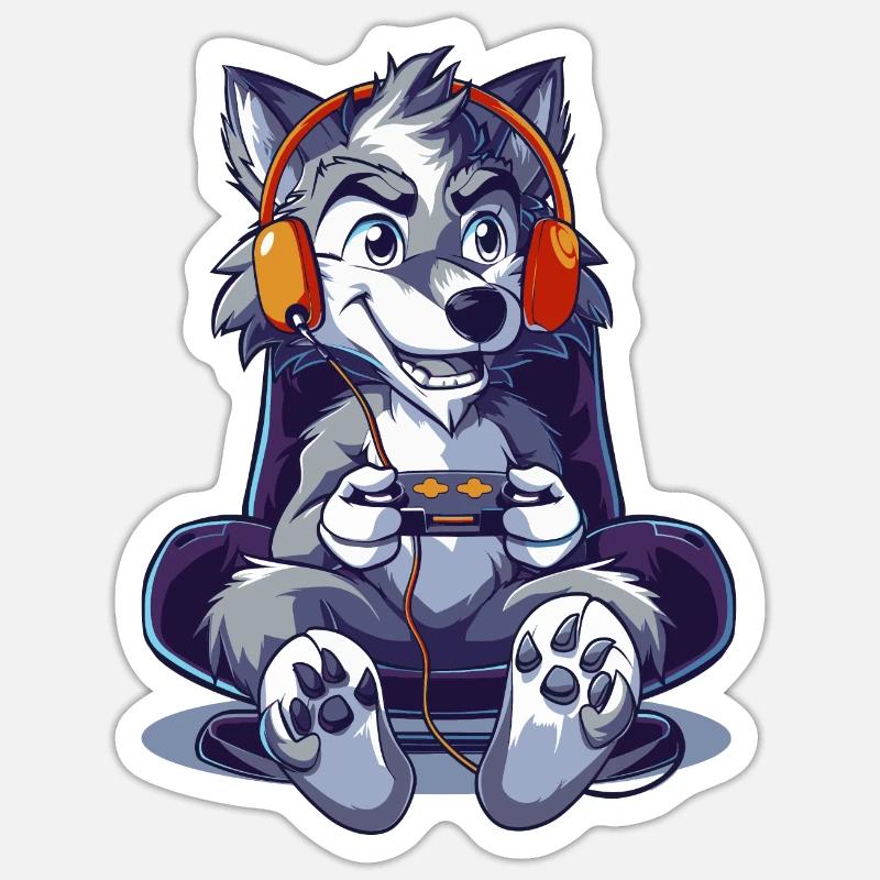 Wolf Video Game - Sticker size S (10 x 10 cm) - white matte